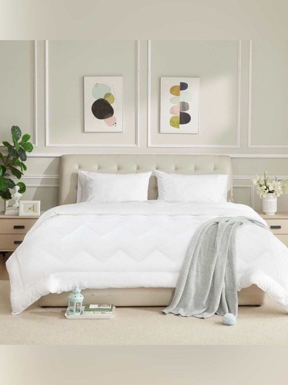 TWIN SIZE Duvet Insert with 4 Built-In Tabs 100% Cotton Shell - Hypoallergenic